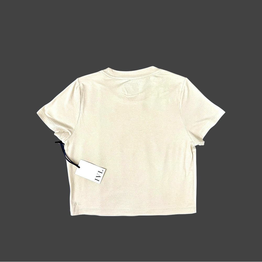 IVL Women’s Slim Fit Beige Minimalist Short Sleeve T-Shirt Sz L - Picture 10 of 16